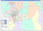 El Paso Wall Map Color Cast Style
